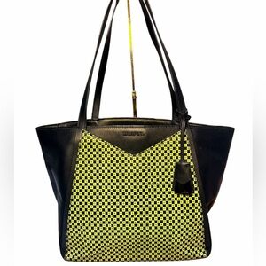 MICHAEL KORS Whitney Large Checkerboard Leather Tote 🖤💚💛